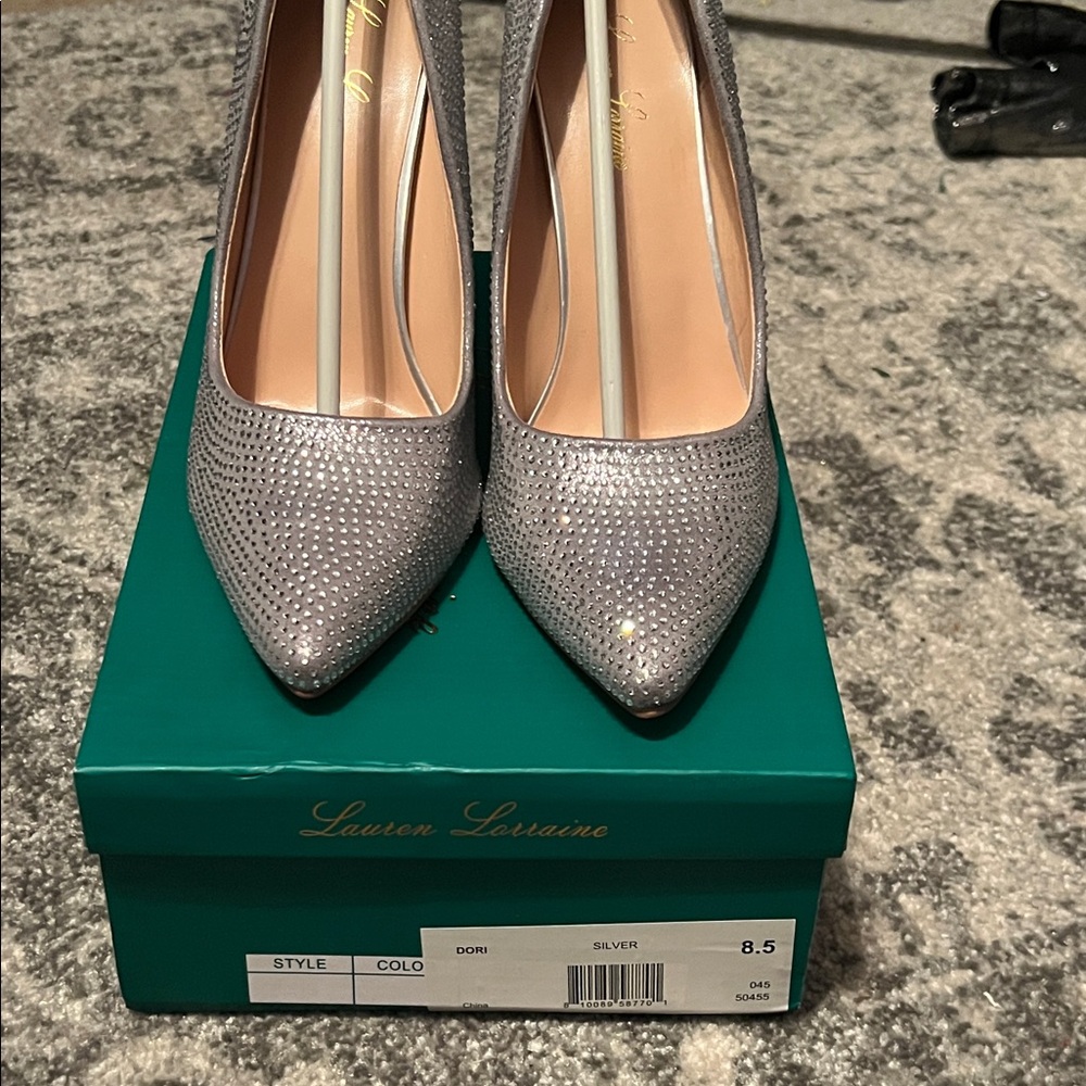 Lauren Lorraine Sparkling Silver Heels